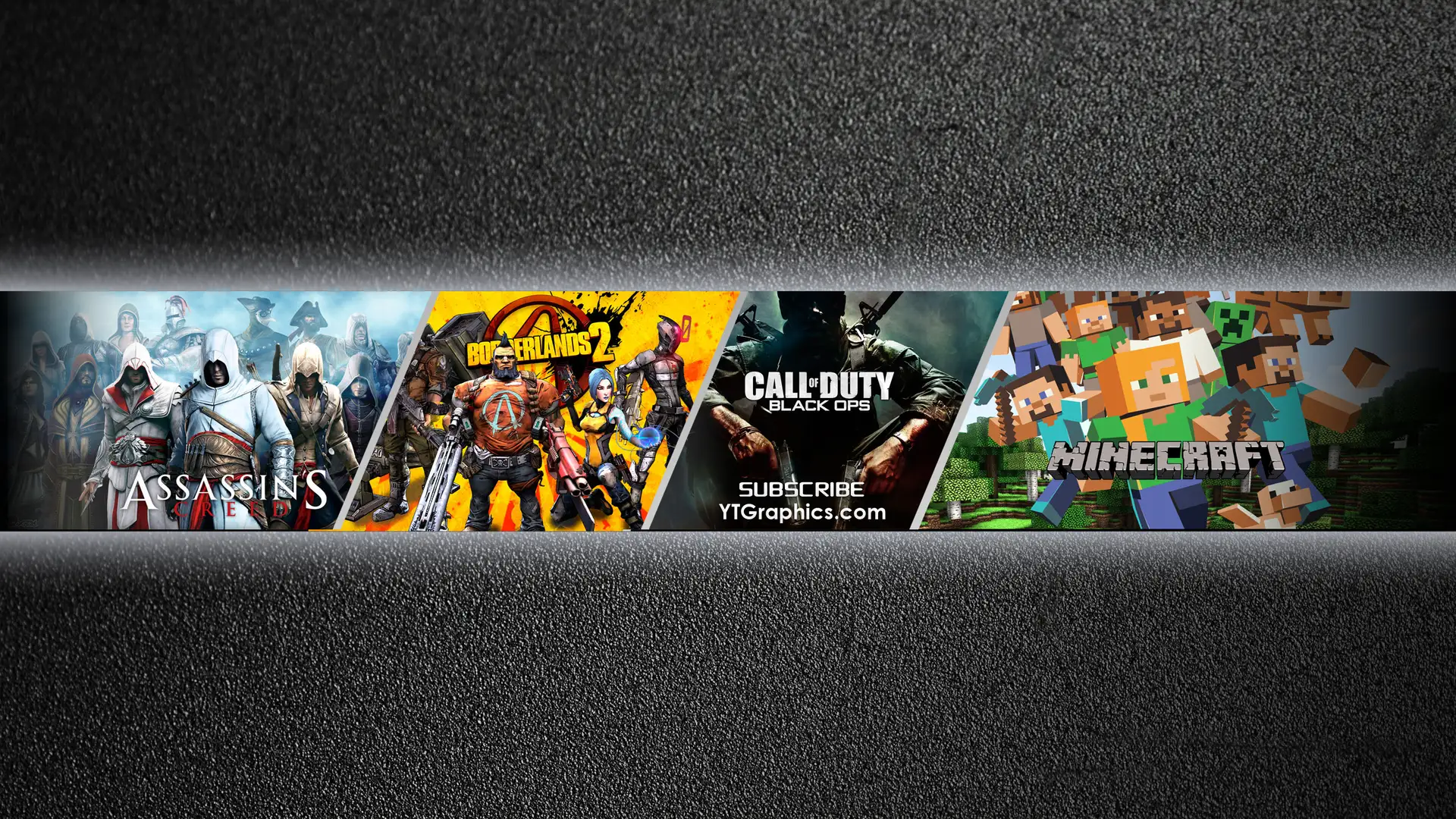 Minecraft, Borderlands 2, Assassin’s Creed, Black Ops Banner