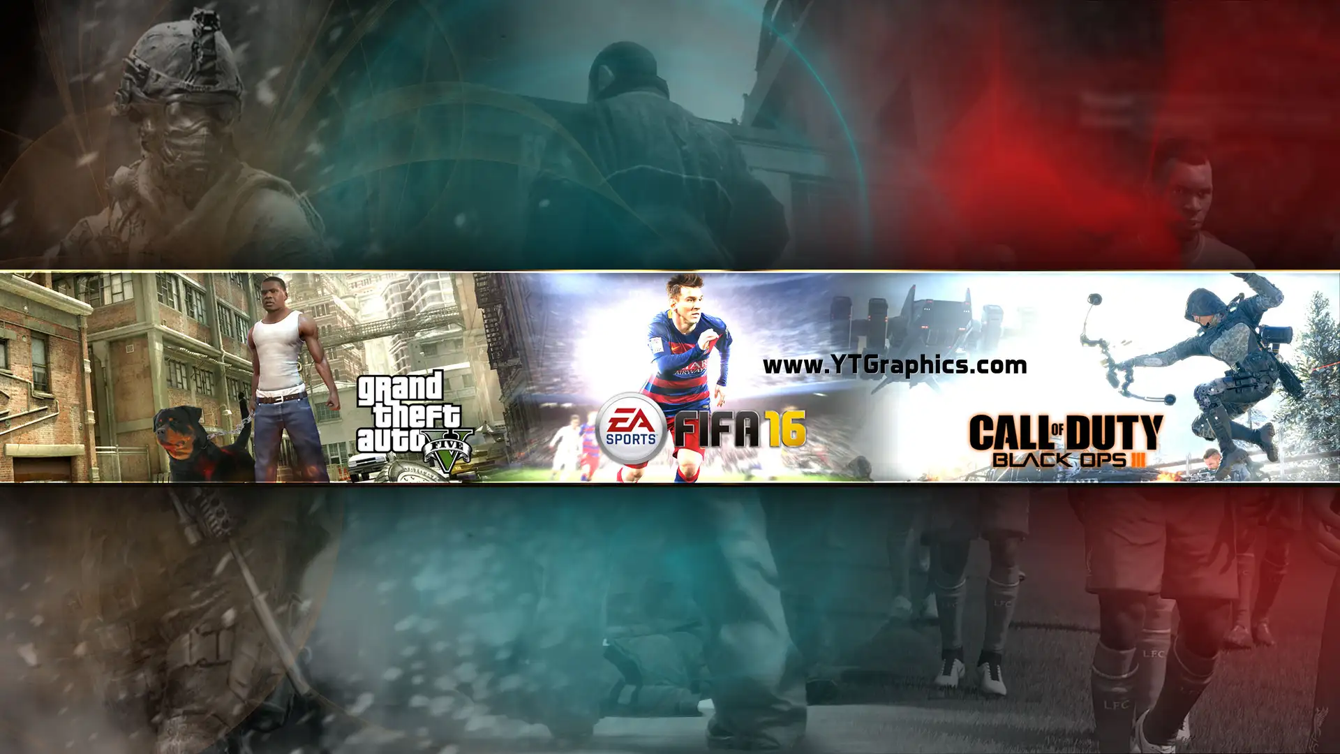 GTA: V, FIFA 16, COD: BO3 Banner